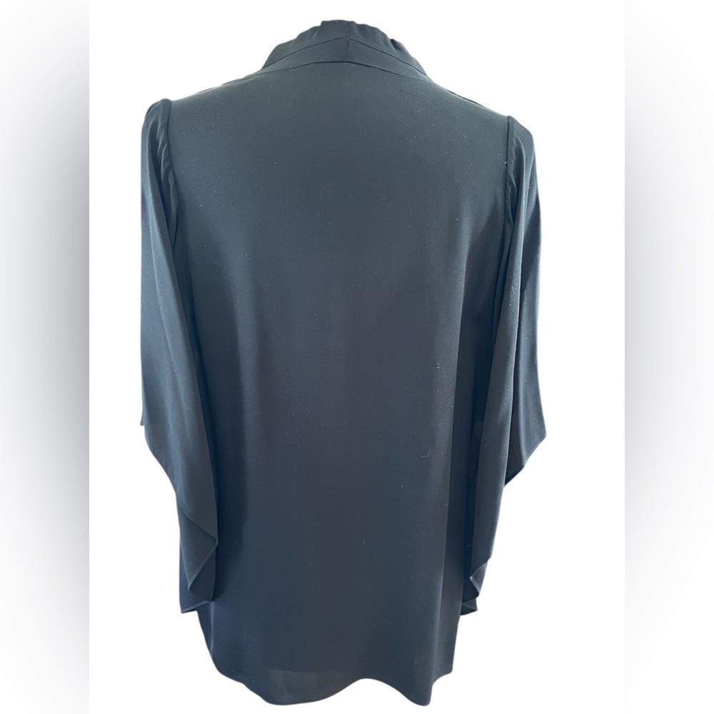 Kobi Halperin Silk Black Blouse with flutter Sleeves Size XL - Picture 5 of 11